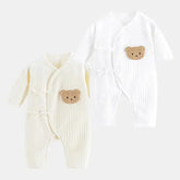 All Seasons Newborn Baby Boy Girl Romper 100% Pure Cotton Soft Cartoon Bear Bodysuit with Hat  Adomoo